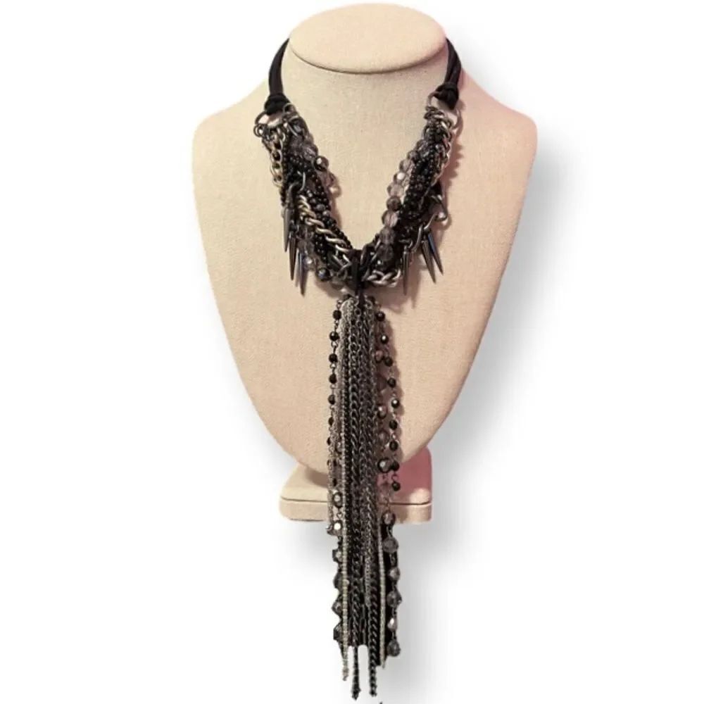 🤯5/$25🤯 Black Silver And Gunmetal Multi Strand Twist Necklace